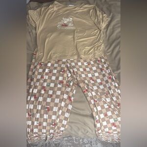Kids Pajamas Set in Cream and Tan